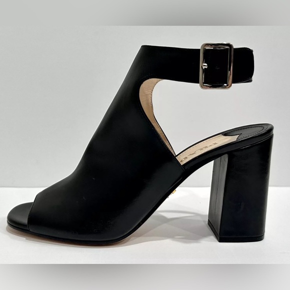 PRADA Black Leather Open Toe Chunky Slingback Heels NIB 39 - Picture 4 of 6